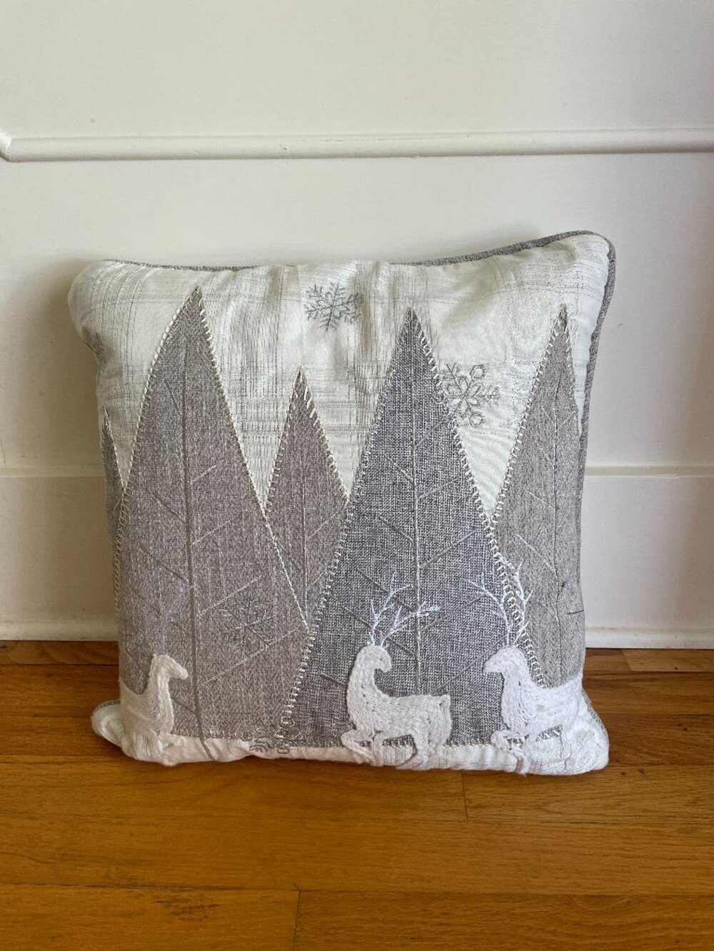 Gray & White Winter/Christmas Tree Down Pillow - Secret Celebrity